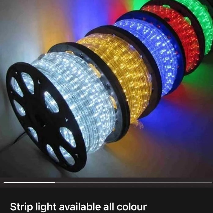Coloured LED strip rope lights on rolls